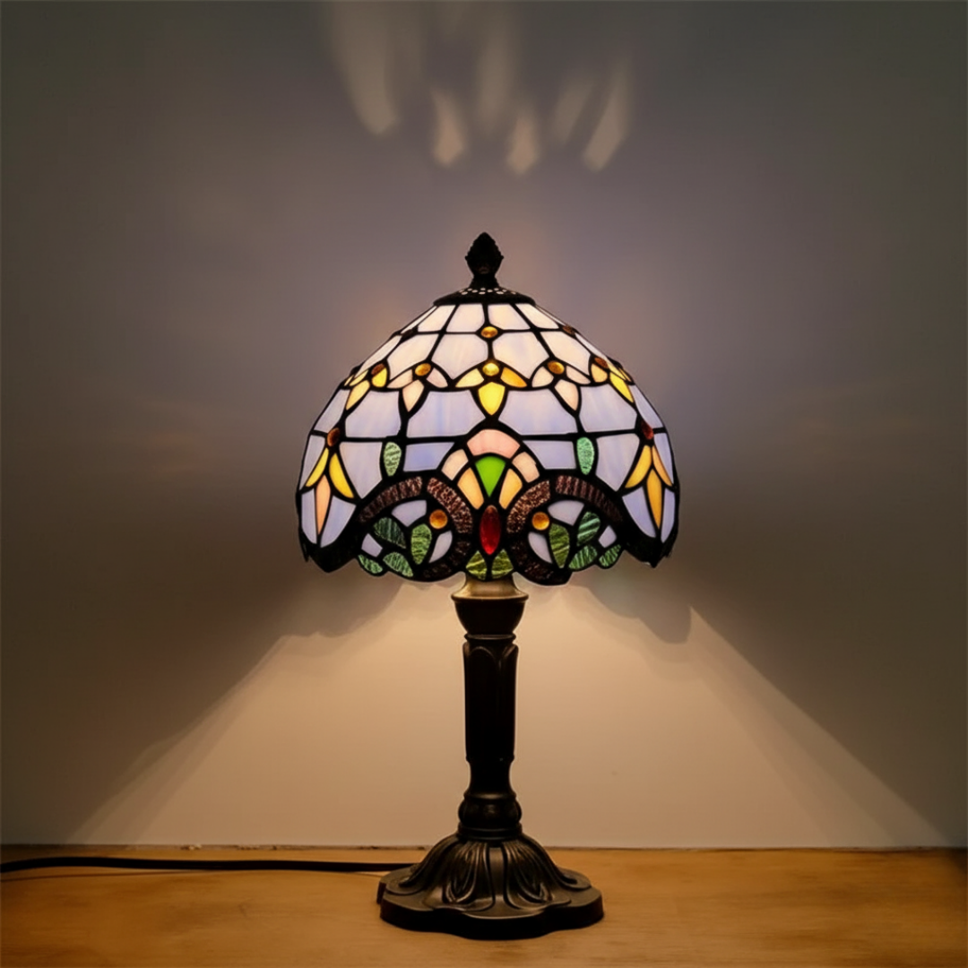 Lampada da tavolo retrò in vetro colorato