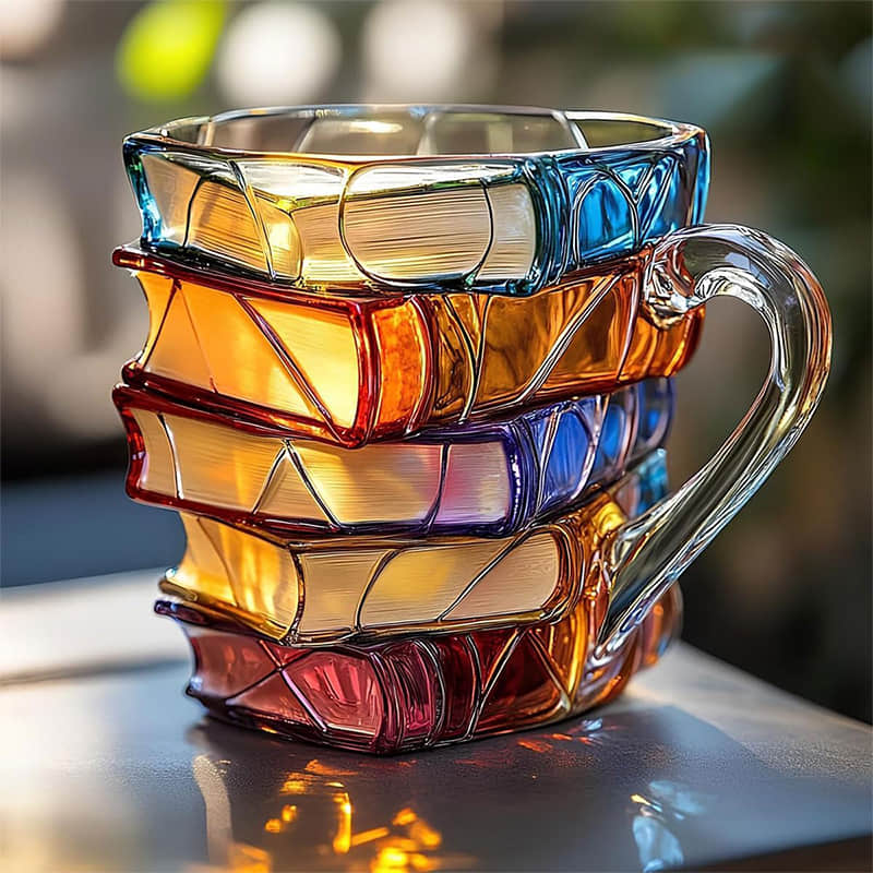 Tazza 3D "Felicità" unica fatta a mano per gli appassionati di lettura