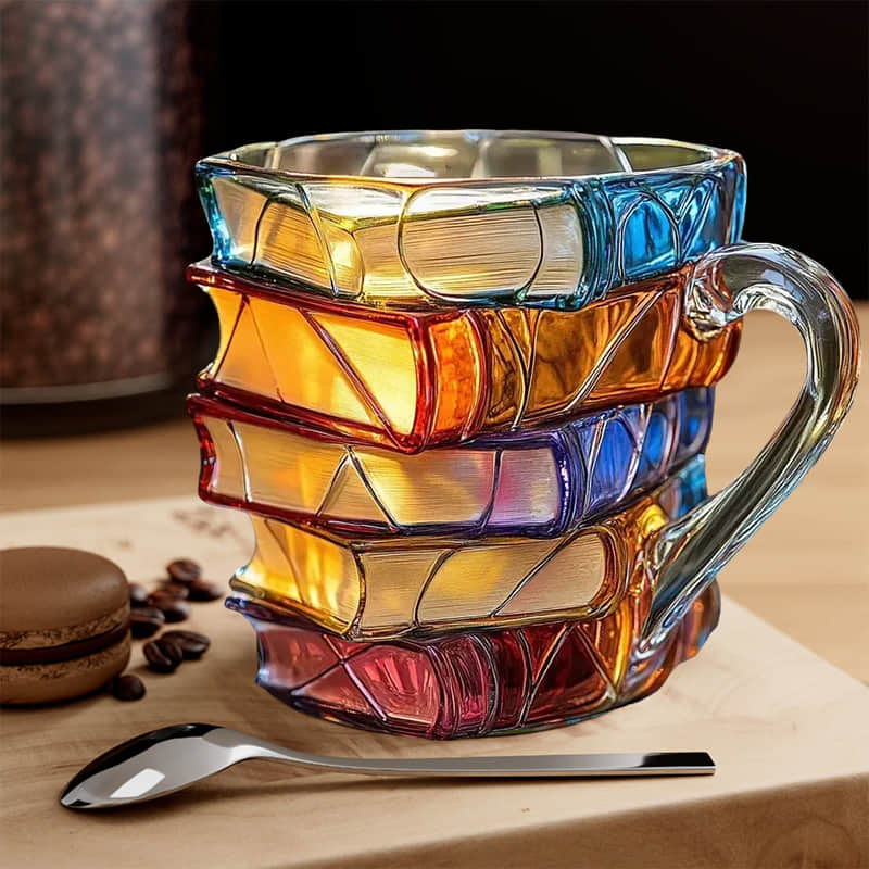 Tazza 3D "Felicità" unica fatta a mano per gli appassionati di lettura