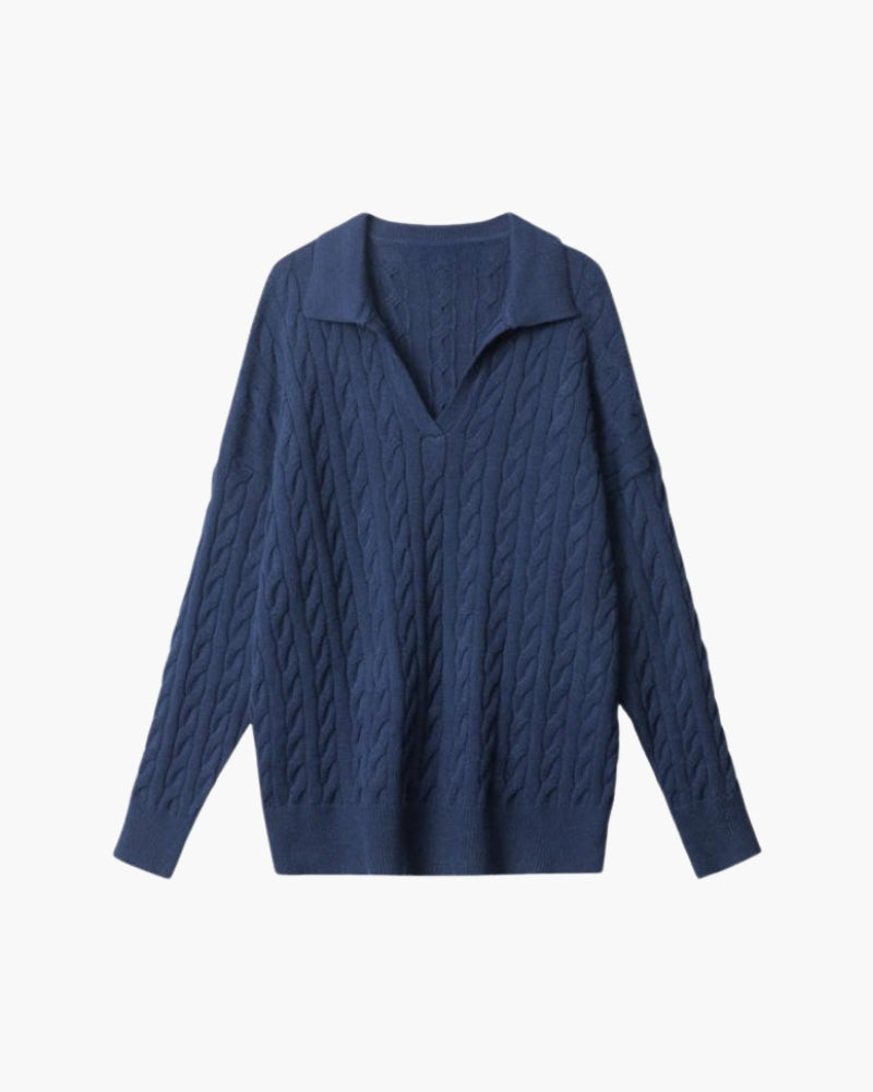 Maglione lavorato a maglia con scollo a V in lana premium