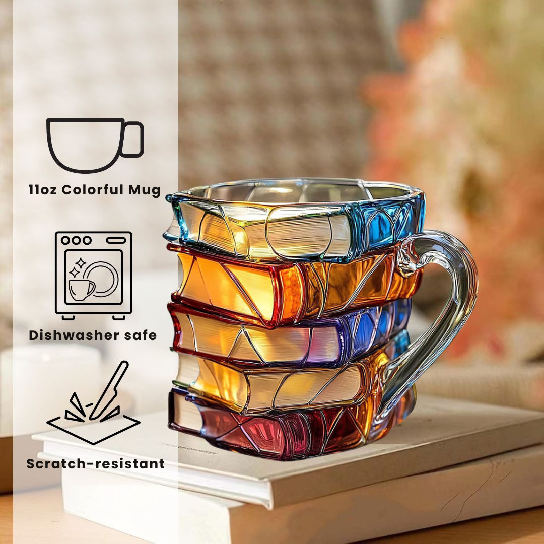 Tazza 3D "Felicità" unica fatta a mano per gli appassionati di lettura